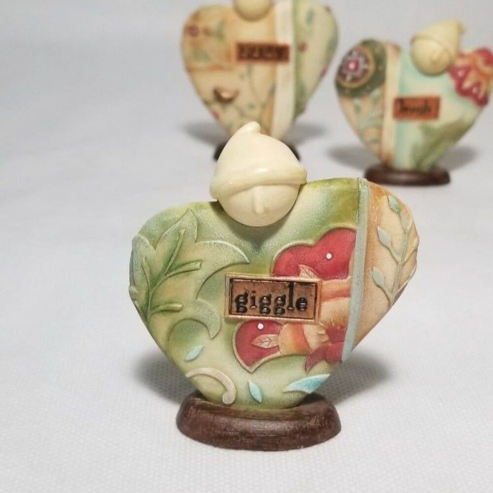 Vintage Enesco Take Heart by Karen Hahn Figures "Giggle" "Cozy" "Laugh" 2007 - Picture 3 of 12